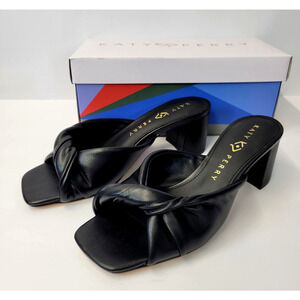 Katy Perry Shoes Womens 7.5M Black Tooliped Twisted Sandal Block Heels Mules
